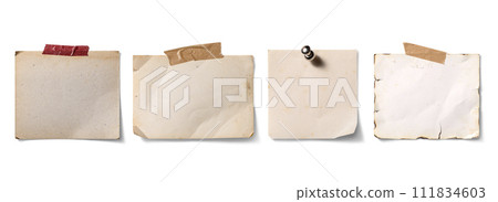 固定在牆上的各種舊紙片的紋理 111834603