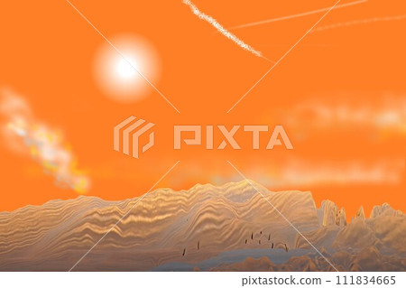 紅色星球的陸地和天空(淺橙色) 紅色星球的陸地和天空(淺橙色) 111834665