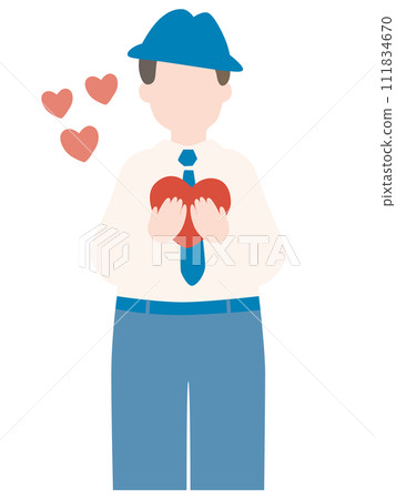 Vector illustration of a man hugging a heart 111834670