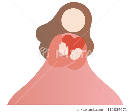 向量圖的一個女人擁抱一顆心 111834671