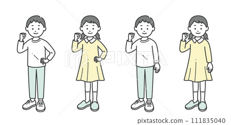 Boys and girls doing fist pumps 111835040