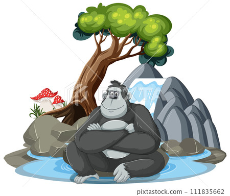 Content Gorilla in a Serene Landscape 111835662