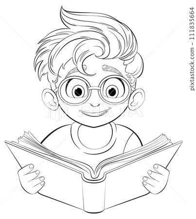 Curious Child Engrossed in Reading Curious Child Engrossed in Reading 111835664