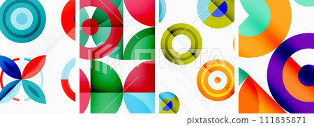 Circles and rings geometric backgrounds. Posters for wallpaper, business card, cover, poster, banner, brochure, header, website 111835871