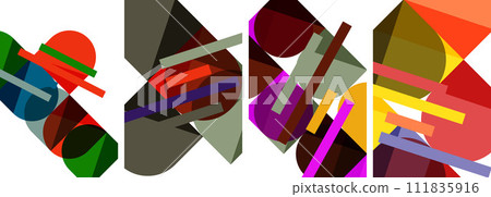 Square and round shape geometric poster set for wallpaper, business card, cover, poster, banner, brochure, header, website 111835916