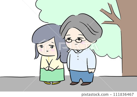 一對中年夫婦旅行的插畫 一對中年夫婦旅行的插畫 111836467