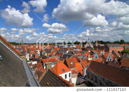 View from the Halveman Brewery in the historic center of Bruges, a world cultural heritage site in Belgium in Western Europe View from the Halveman Brewery in the historic center of Bruges, a world cultural heritage site in Belgium in Western Europe 111837183