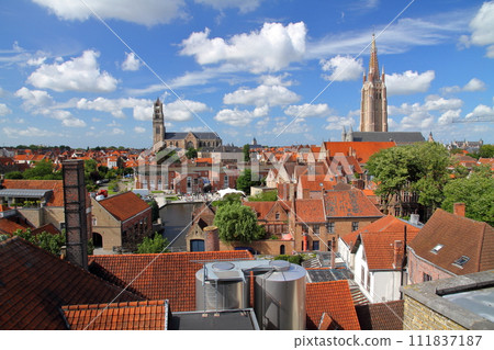 View from the Halveman Brewery in the historic center of Bruges, a world cultural heritage site in Belgium in Western Europe 111837187
