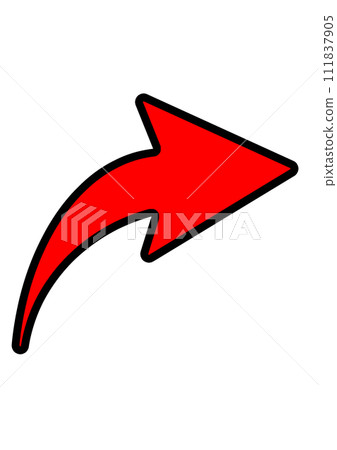 Curving arrow black edge red 111837905