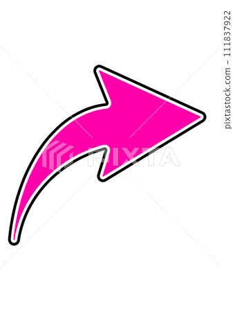 Curving arrow black and white border pink Curving arrow black and white border pink 111837922