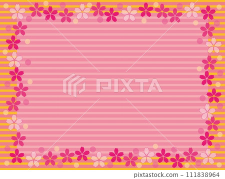 Cherry blossom frame border colorful dots Cherry blossom frame border colorful dots 111838964