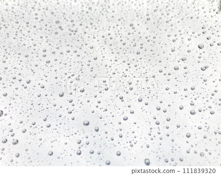 Water droplets attached to the glass 111839320