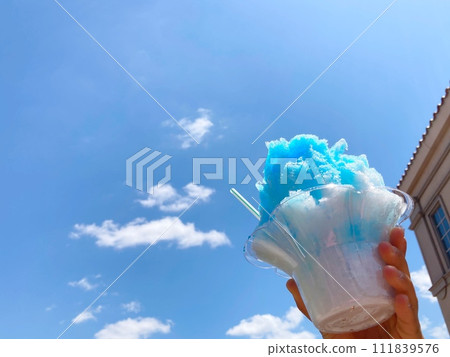 Shaved ice shining against the blue sky Shaved ice shining against the blue sky 111839576