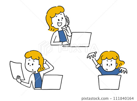 A woman working busily A woman working busily 111840164