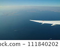 羽田機場東京灣景東京跑道平面窗景從飛機窗 111840202
