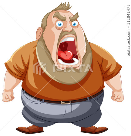 Angry Man Yelling Cartoon Illustration Angry Man Yelling Cartoon Illustration 111841473