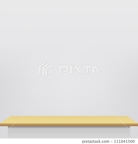 Modern white and gold cylinder pedestal podium. Cosmetic banner display. Vector 111841500