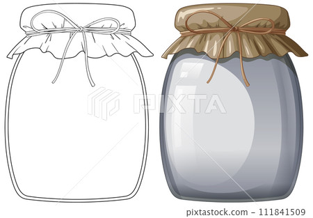 Glass Jar with Cloth Lid Illustration 111841509