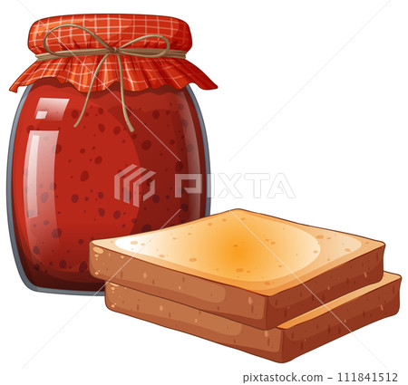 Homemade Jam and Toast Illustration 111841512