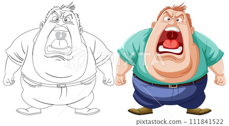 Angry Cartoon Men Facing Off Angry Cartoon Men Facing Off 111841522