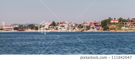 Nessebar panoramic landscape photo taken on a sunny summer day, Bulgaria 111842047