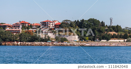 Nessebar old town view. Panoramic landscape photo taken on a sunny summer day, Bulgaria 111842048