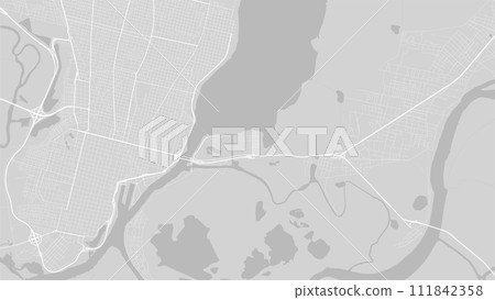 Background Santa Fe de la Vera Cruz map, Argentina, white and light grey city poster. Vector map with roads and water. Widescreen proportion, flat design roadmap. Background Santa Fe de la Vera Cruz map, Argentina, white and light grey city poster. Vector map with roads and water. Widescreen proportion, flat design roadmap. 111842358