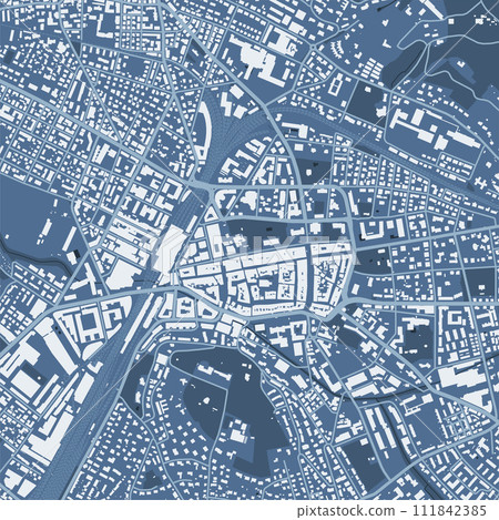 Blue Winterthur map, city in Switzerland. Streetmap municipal area. 111842385