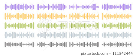 Set of vector sound waves. Audio equalizer technology, pulse music. Audio player. Vector illustration. 111842444