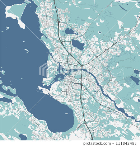 Map of Oulu, Finland. Detailed city map, metropolitan area. Map of Oulu, Finland. Detailed city map, metropolitan area. 111842485