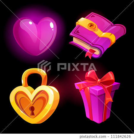 Love game icons set isolated on black background 111842626