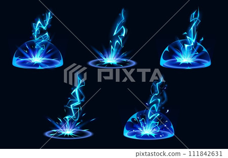 Lightning hit ground or floor with burst effect 111842631