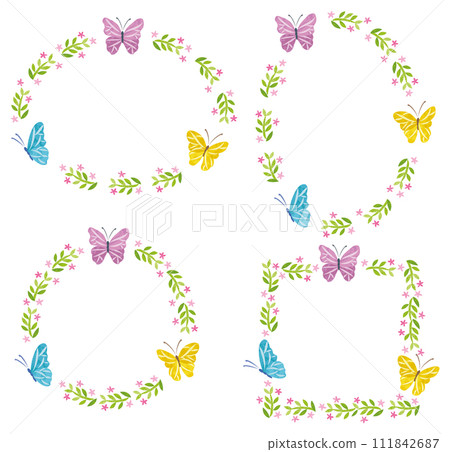 Butterfly and flower frame set Butterfly and flower frame set 111842687