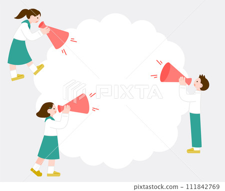 Illustration material of students cheering with a megaphone 111842769