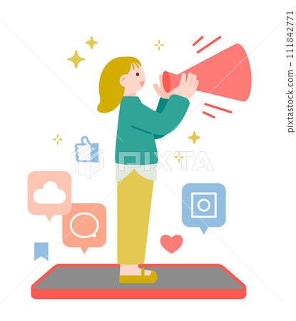 Illustration material of influencer spreading on SNS Illustration material of influencer spreading on SNS 111842771
