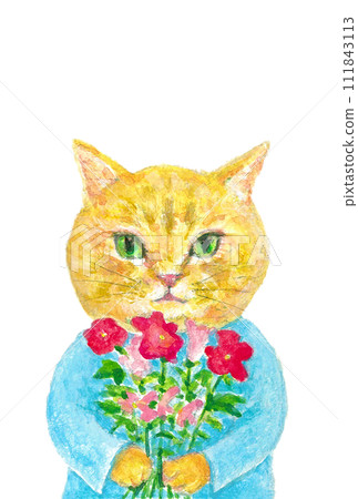 Cat with flowers 111843113