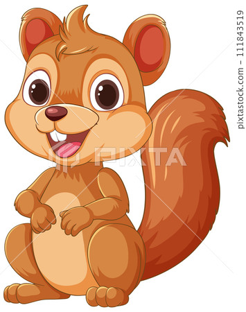 Cheerful Cartoon Squirrel Illustration 111843519