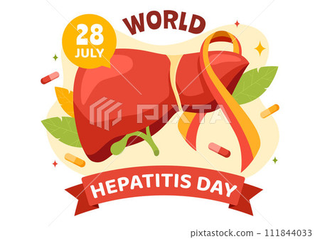 World Hepatitis Day Vector Illustration on 28 July of Patient Diseased Liver, Cancer and Cirrhosis in Healthcare Flat Cartoon Background Design 111844033