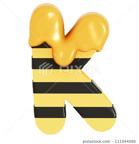 Honey Bee alphabet , K on transparent background , 3D Rendering Honey Bee alphabet , K on transparent background , 3D Rendering 111844080