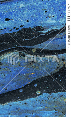 Shimmering paint background blue black gold mix Shimmering paint background blue black gold mix 111844207