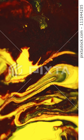 Wet dye background pigment fluid red yellow waves 111844285