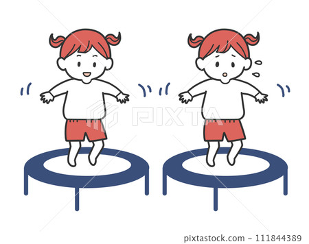 girl playing trampoline 111844389