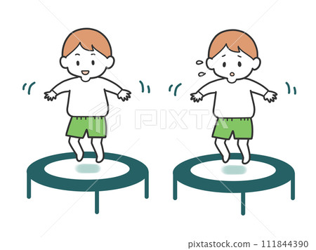 boy playing trampoline 111844390