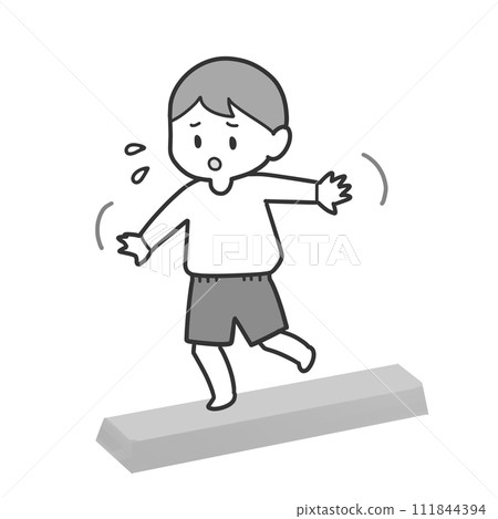 boy walking on balance beam boy walking on balance beam 111844394