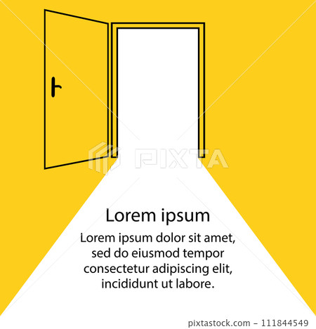 Open door,yellow background,cartoon Open door,yellow background,cartoon 111844549