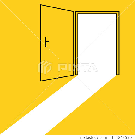 Open door,yellow background,cartoon Open door,yellow background,cartoon 111844550