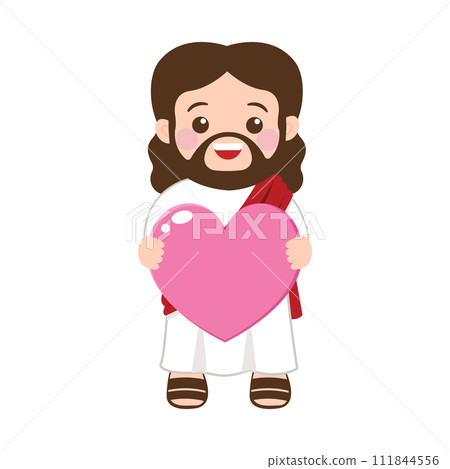 Chibi Jesus Christ with a big heart 111844556
