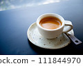 A Ceramic Cup of Espresso Double shot coffee on the table 111844970