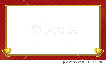 帶有金色獎盃的紅色螢幕框架/3D模型 111846786
