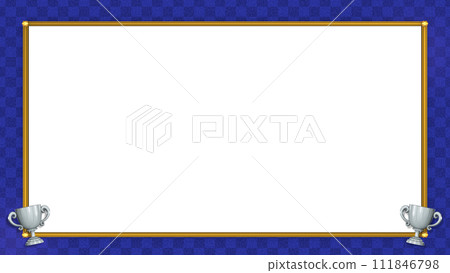 Blue-based screen frame with silver trophy / 3D model 111846798